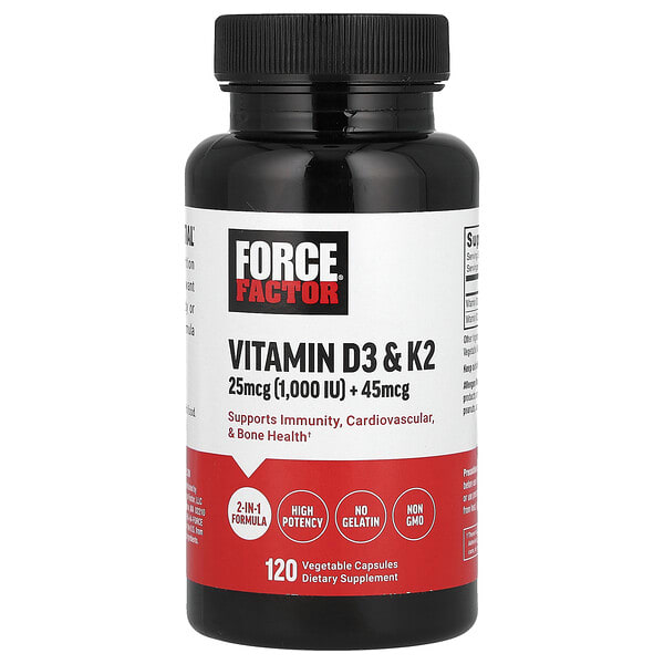 Force Factor, Витамин D3 & K2 , 120 ширхэг капсул