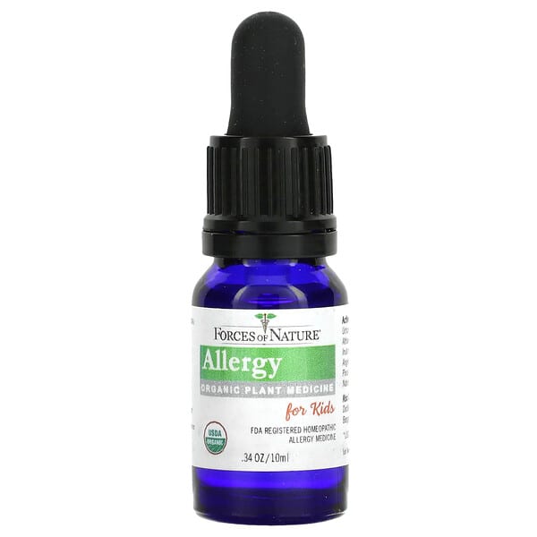 Forces of Nature, Allergy, Organic Plant Medicine, For Kids Ages 3-12, Orange, 0.34 fl oz (10 ml) (Discontinued Item)