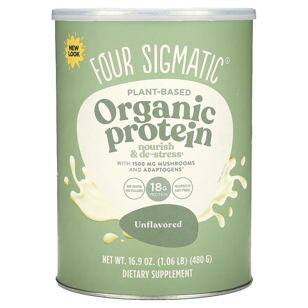 Four Sigmatic, Plant-Based Organic Protein with Mushrooms & Adaptogens, амтгүй, 1.06 lb 16.9 oz (480 g)