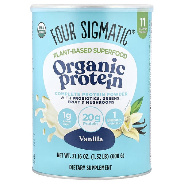 Four Sigmatic, Plant-Based Superfood, Organic Protein, Vanilla, 1.32 lb (600 g)