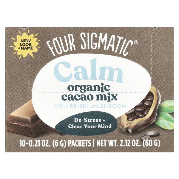 Four Sigmatic, Calm, Organic Cacao Mix with Reishi Mushroom, 10 Packets, 0.21 oz (6 g) тус бүр