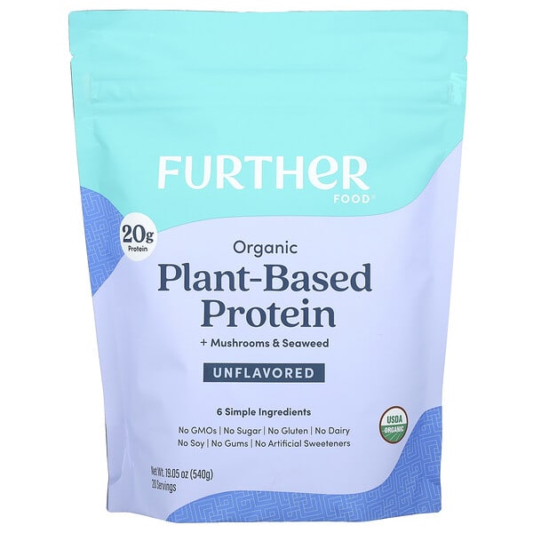 Further Food, Organic Plant-Based Protein + Mushrooms & Seaweed, амтгүй, 19.05 oz (540 g)