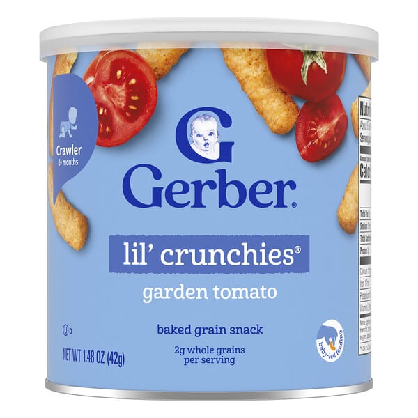 Gerber, Snacks for Baby, Lil' Crunchies®, Baked Grain Snack, 8+ Months, Garden Tomato, 1.48 oz (42 g)