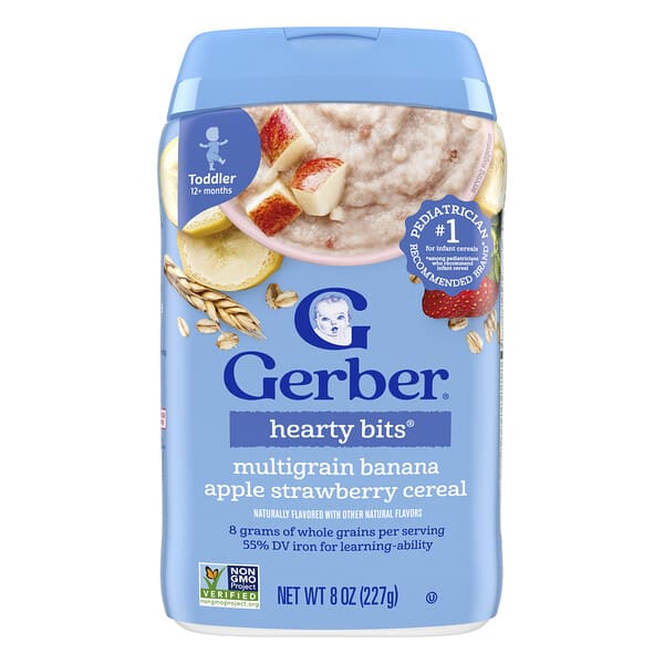 Gerber, Hearty Bits®, MultiGrain Cereal, 12+ Months, Banana, Apple, Strawberry, 8 oz (227 g)