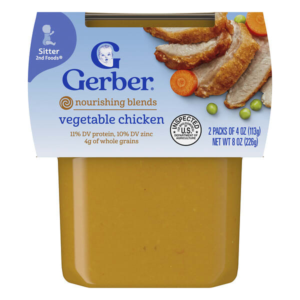 Gerber, 2nd Foods®, Nourishing Blends, Sitter, Vegetable Chicken, 2 Pack, 4 oz (113 g) Each (Discontinued Item)