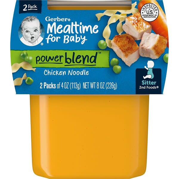 Gerber, Mealtime for Baby, Power Blend™, 2nd Foods®, Chicken Noodle, 2 Pack, 4 oz (113 g) Each (Discontinued Item)