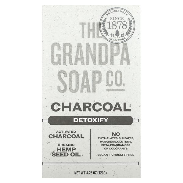 The Grandpa Soap Co., Face & Body Bar Soap, Charcoal, 4.25 oz (120 g)