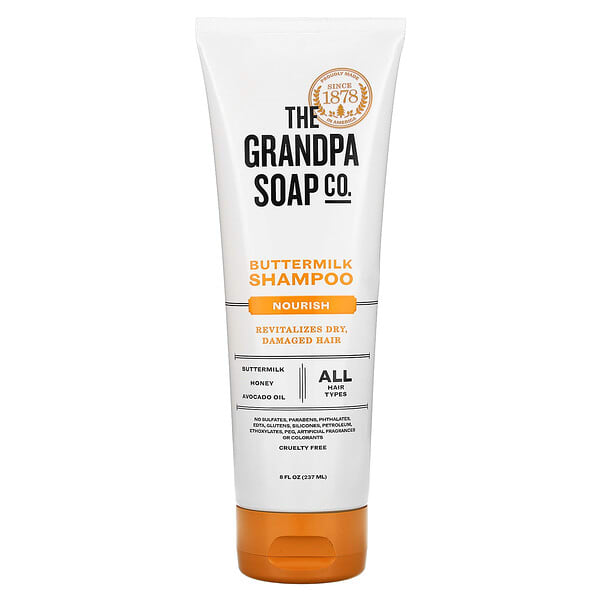 The Grandpa Soap Co., Buttermilk Shampoo, Nourish, All Hair Types, 8 fl oz (237 ml) (Discontinued Item)