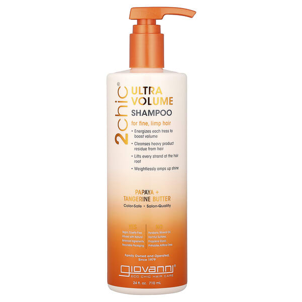 Giovanni, 2chic®, Ultra-Volume Shampoo, For Fine, Limp Hair, Papaya + Tangerine Butter, 24 fl oz (710 ml)