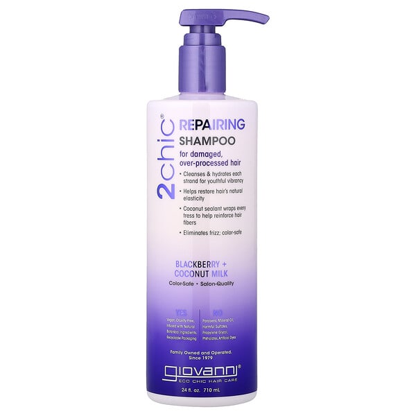 Giovanni, 2chic®, Repairing Shampoo, For Damaged, Over-Processed Hair, Blackberry + Coconut Milk, 24 fl oz (710 ml)