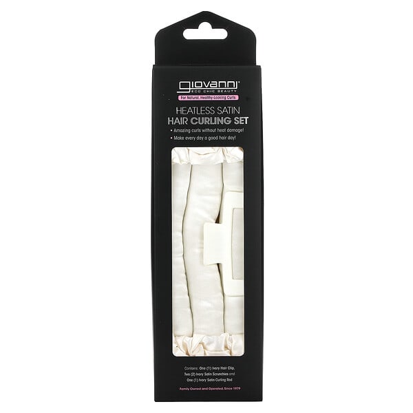 Giovanni, Heatless Satin, Hair Curling Set, Ivory, 4 Pieces (Discontinued Item)
