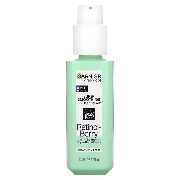 Garnier, Green Labs, Super Smoothing Serum Cream, Retinol-Berry, Fragrance Free, 1.7 fl oz (50 ml) (Discontinued Item)