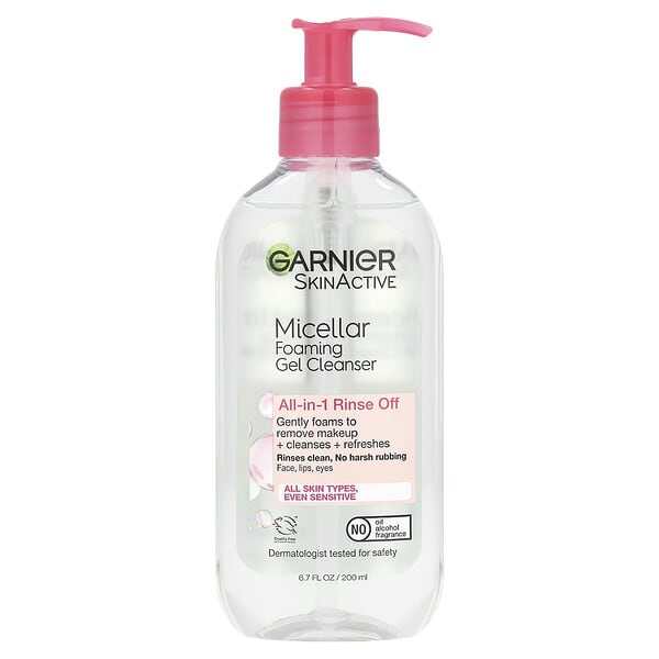Garnier, SkinActive, Micellar Foaming Gel Cleanser, All-in-1 Rinse Off, 6.7 fl oz (200 ml)