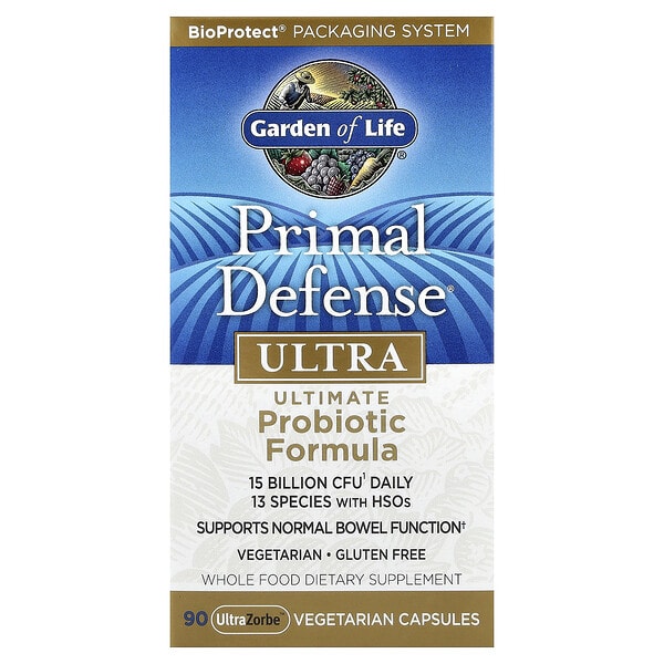 Garden of Life, Primal Defense®, ультра, Ultimate Пробиотик найрлага, 90 UltraZorbe™ ширхэг капсул