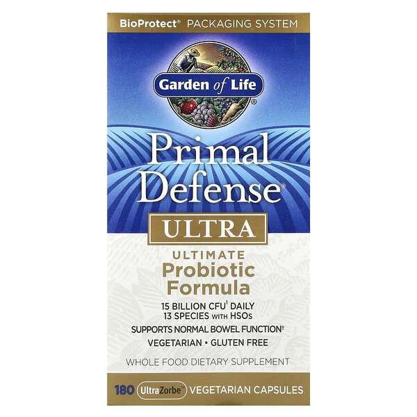 Garden of Life, Primal Defense®, ультра, Ultimate Пробиотик найрлага, 180 UltraZorbe™ ширхэг капсул