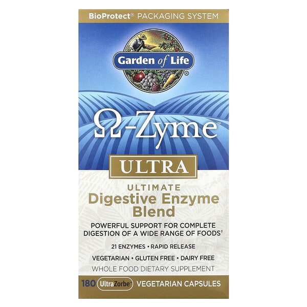 Garden of Life, O-Zyme™ ультра, Ultimate Digestive Фермент холимог, 180 UltraZorbe™ ширхэг капсул