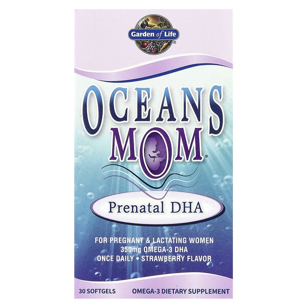 Garden of Life, Oceans Mom®, Жирэмсний DHA, Strawberry, 350 мг, 30 зөөлөн капсул