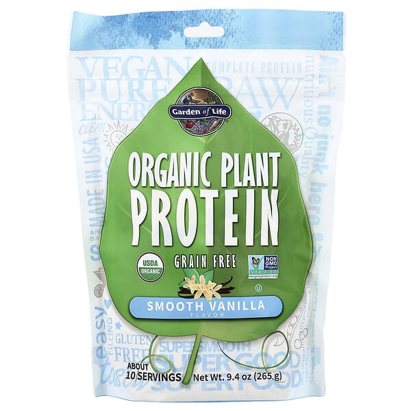 Garden of Life, органик Plant уураг, Grain Free, Smooth Vanilla, 9.4 oz (265 g)