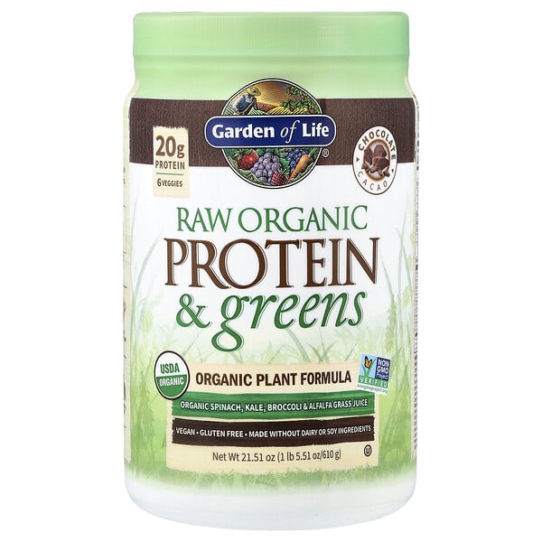Garden of Life, Raw органик уураг & Greens, Chocolate Cacao, 1 lb 5.51 oz (610 g)