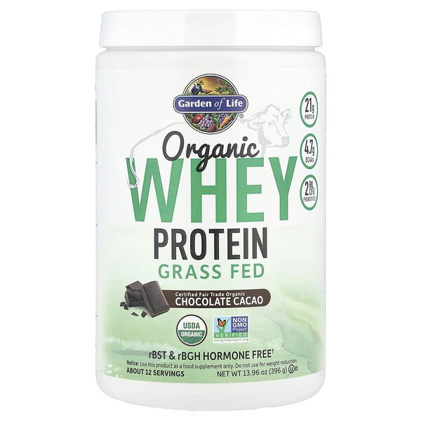 Garden of Life, органик шар сүүний уураг, Grass-Fed, Chocolate Cacao, 13.96 oz (396 g)