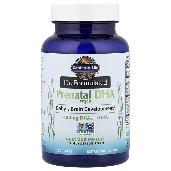 Garden of Life, Dr. Formulated, Vegan Жирэмсний DHA, 400 мг, 30 зөөлөн капсул
