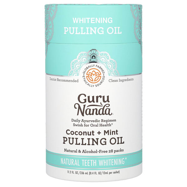 GuruNanda, Whitening Pulling Oil, Coconut + Mint, 28 Pack, 0.4 fl oz (12 ml) Each