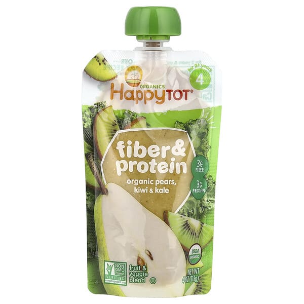 Happy Family Organics, Happy Tot®, Эслэг & Уураг, For 2+ Years, Organic Pears, Kiwi & Kale, 4 oz (113 g)
