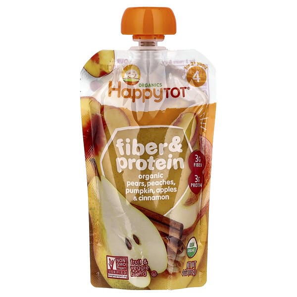 Happy Family Organics, Happy Tot®, Эслэг & Уураг, For 2+ Years, Organic Pears, Peaches, Pumpkin, Apples & Cinnamon, 4 oz (113 g) (Discontinued Item)