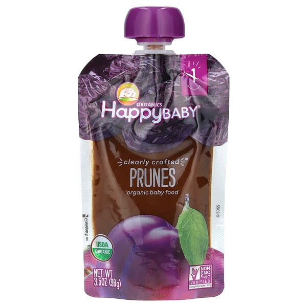 Happy Family Organics, Happy Baby®, Organic Baby Food, Stage 1, Prunes, 3.5 oz (99 g)