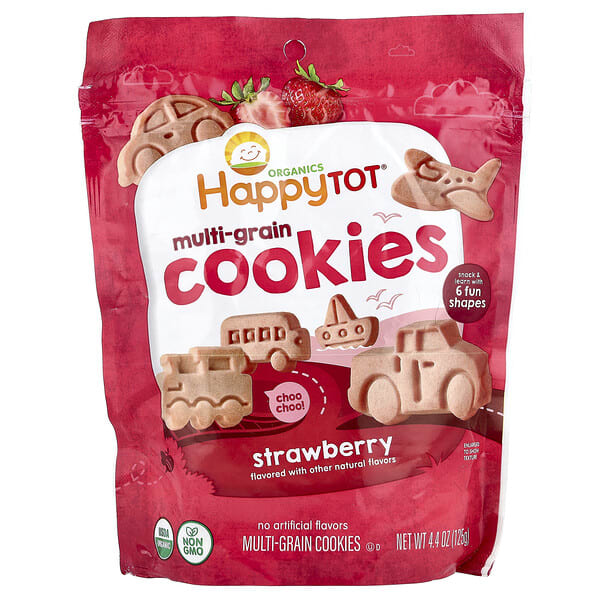 Happy Family Organics, Multi-Grain Cookies, 2+ Years, Strawberry, 4.4 oz (125 g)