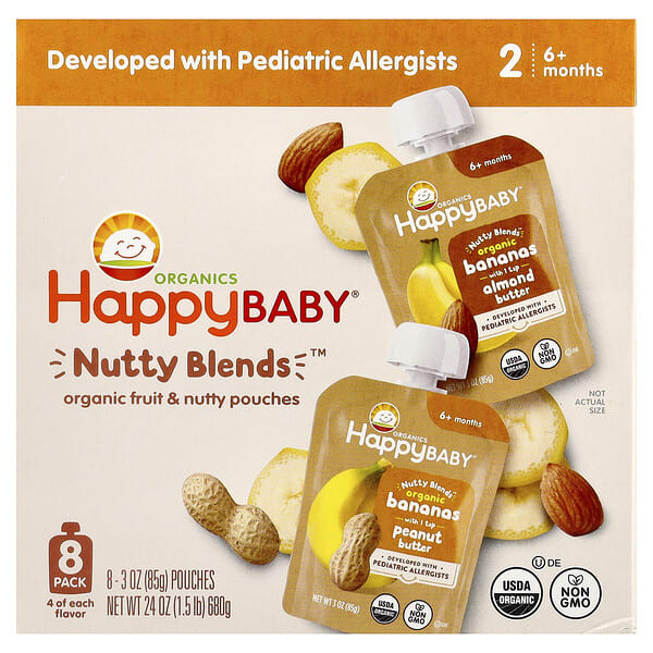 Happy Family Organics, Happy Baby®, Nutty Blends™, 6+ Months, Variety Pack, 8 Pack, 3 oz (85 g) Each