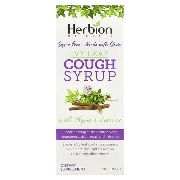 Herbion Naturals, Naturals, Ivy Leaf Cough Syrup With Thyme & Licorice, элсэн чихэргүй, 5 fl oz (150 ml)