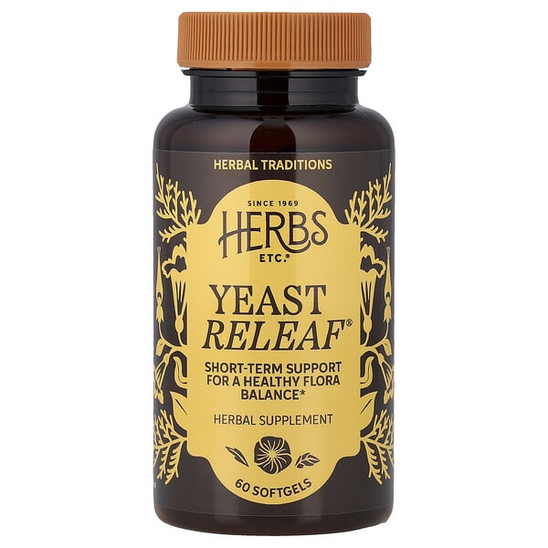Herbs Etc., Yeast ReLeaf®, 60 зөөлөн капсул (Discontinued Item)