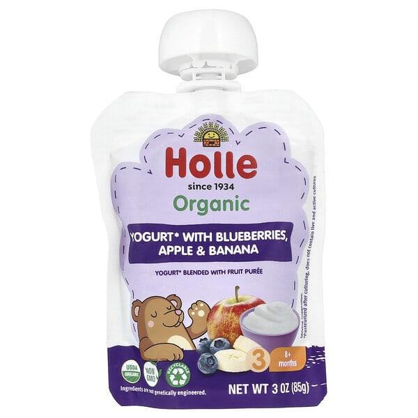 Holle, Organic Yogurt With Blueberries, Apple & Banana, 8+ Months, 3 oz (85 g)