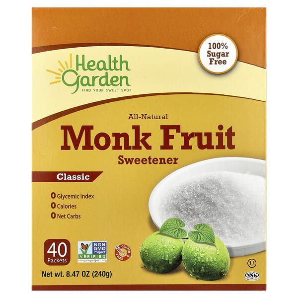 Health Garden, All-Natural Monk Fruit Sweetener, Classic, 40 Packets, 0.21 oz (6 g) тус бүр