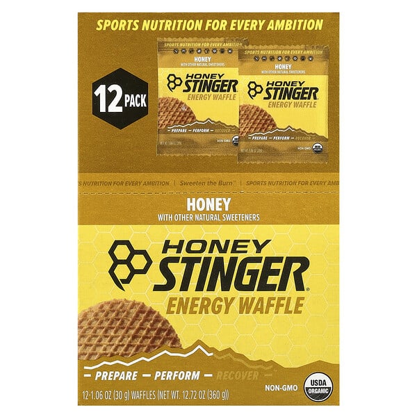 Honey Stinger, Energy Waffle, Honey, 12 Waffles, 1.06 oz (30 g) тус бүр