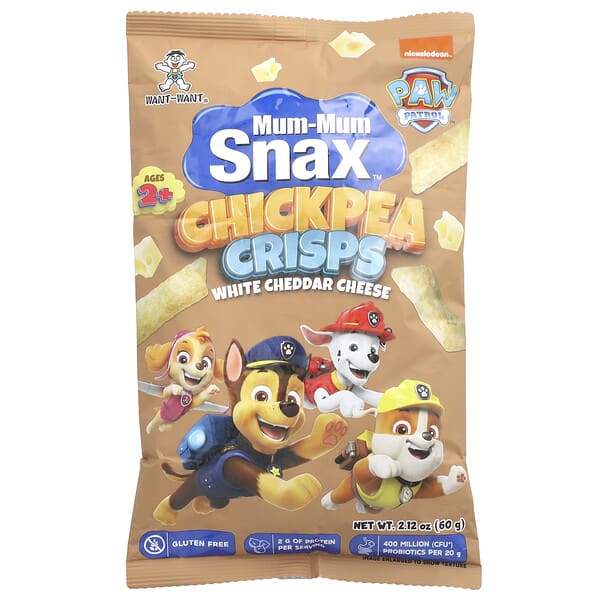 Hot Kid, Mum-Mum Snax™, Chickpea Crisps, Paw Patrol™, Ages 2+, White Cheddar Cheese, 2.12 oz (60 g)