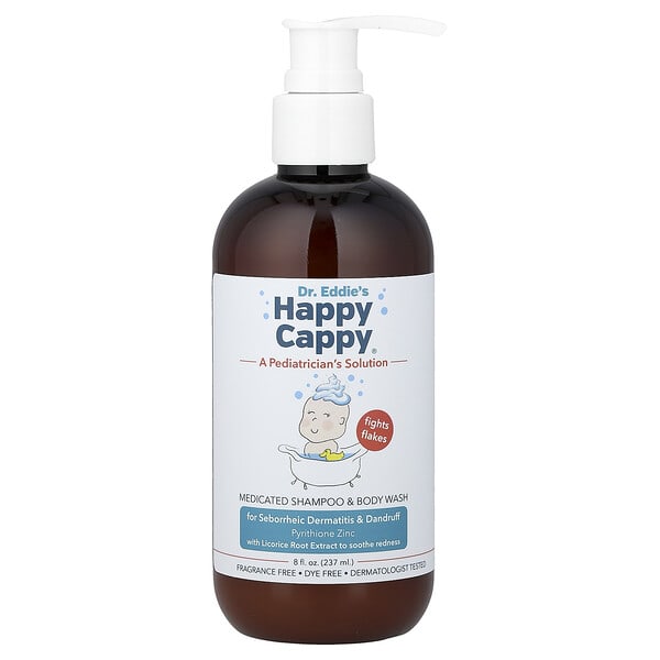 Happy Cappy, Medicated Shampoo & Body Wash, Fragrance Free, 8 fl oz (237 ml)