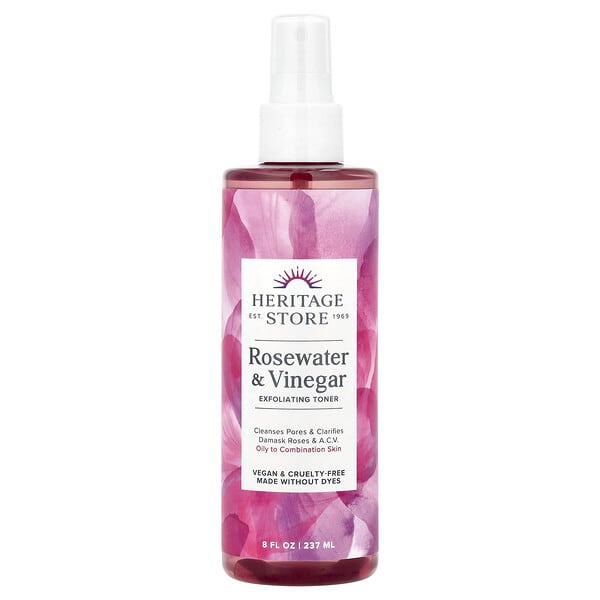 Heritage Store, Rosewater & Vinegar, Exfoliating Toner, 8 fl oz (237 ml) (Discontinued Item)