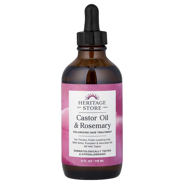 Heritage Store, Castor Oil & Rosemary, Volumizing Hair Treatment, All Hair Types, 4 fl oz (118 ml)