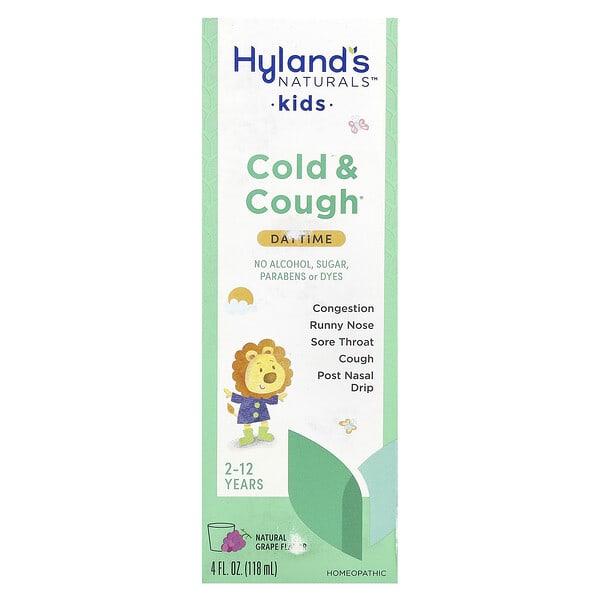 Hyland's Naturals, Хүүхдийн, Cold & Cough, Daytime, Ages 2-12, байгалийн Grape, 4 fl oz (118 ml)