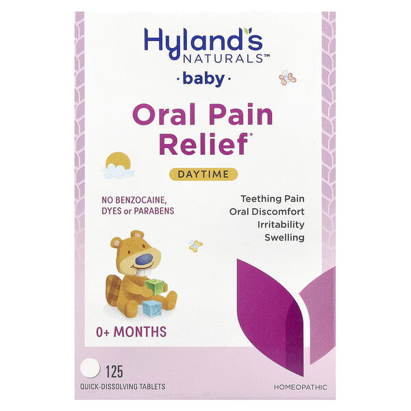 Hyland's Naturals, Нярайн, Oral Pain Relief, Daytime, 0+ Months, 125 Quick-Dissolving Tablets