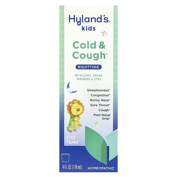 Hyland's Naturals, Хүүхдийн, Cold & Cough, Nighttime, Ages 2-12, амтгүй, 4 fl oz (118 ml)