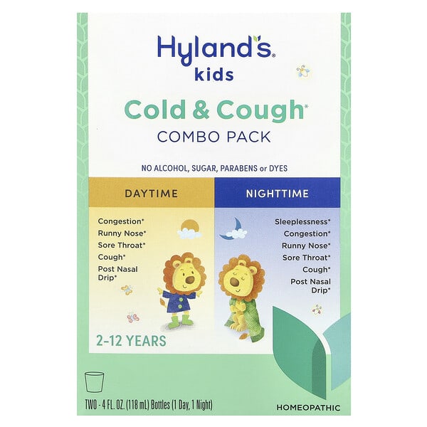 Hyland's Naturals, Хүүхдийн, Cold & Cough Combo Pack, Daytime/Nighttime, 2-12 Years, 2 Bottles, 4 fl oz (118 ml) Each
