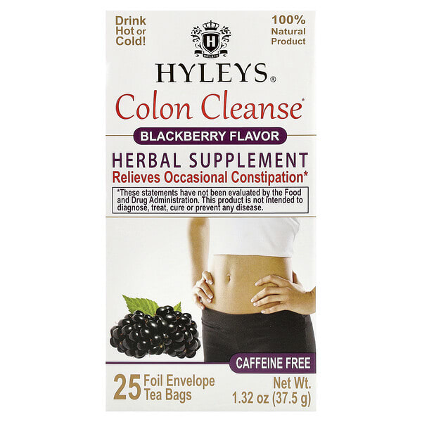 Hyleys Tea, Colon Cleanse, Blackberry, Caffeine Free, 25 Tea Bags, 1.32 oz (37.5 g)