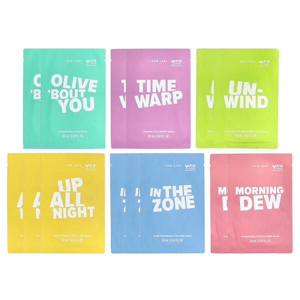 I Dew Care, Let's Get Sheet Faced, 14 Day Beauty Sheet Mask Set, 14 Sheets, 0.67 fl oz (20 ml) Each (Discontinued Item)