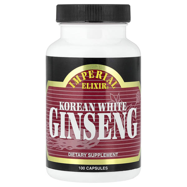 Imperial Elixir, Korean White Ginseng, 100 капсул (500 мг per капсул)