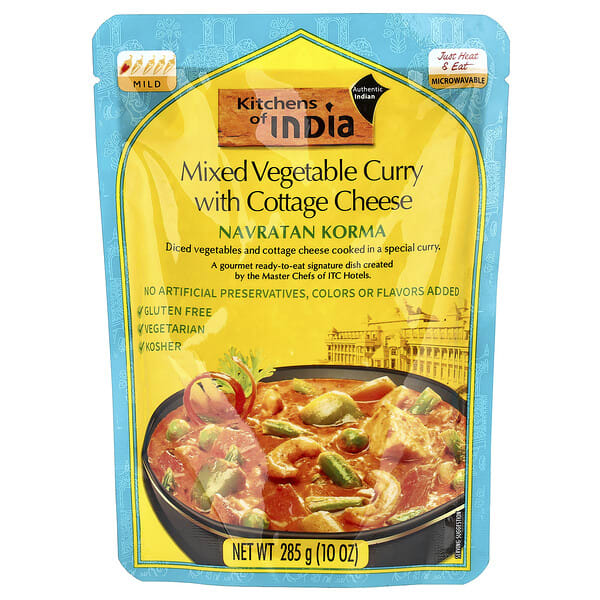 Kitchens of India, Navratan Korma, Mixed Vegetable Curry with Cottage Cheese, Mild, 10 oz (285 g) (Discontinued Item)