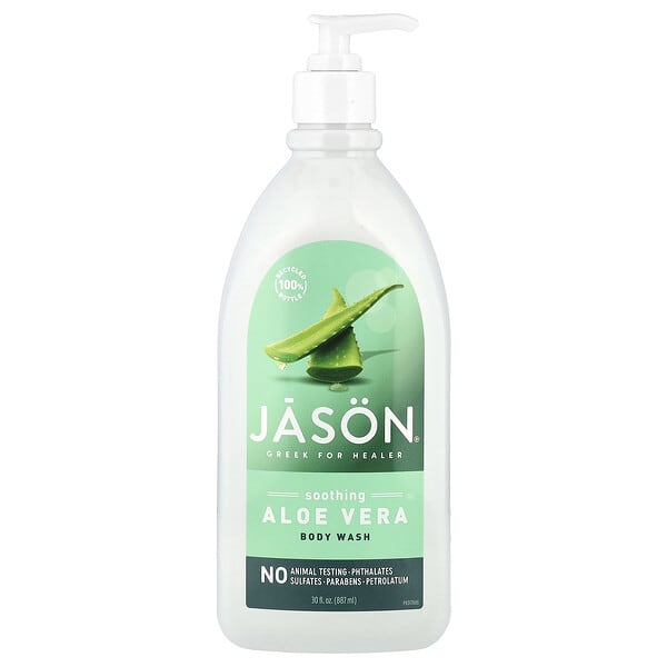 Jason Natural, Body Wash, Soothing Aloe Vera, 30 fl oz (887 ml)