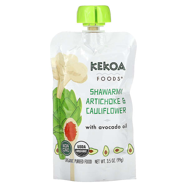 Kekoa, Organic Pureed Food, Shawarma Artichoke And Cauliflower, 3.5 oz (99 g) (Discontinued Item)